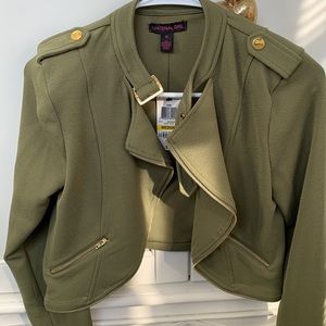 Olive Green military cropped jacket size Medium